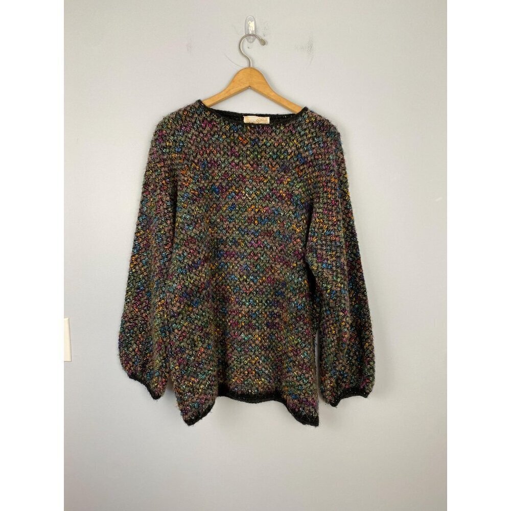 Vintage Gloria Knitwear Metallic Thread Sweater, Oversized, Size Small, 1960s